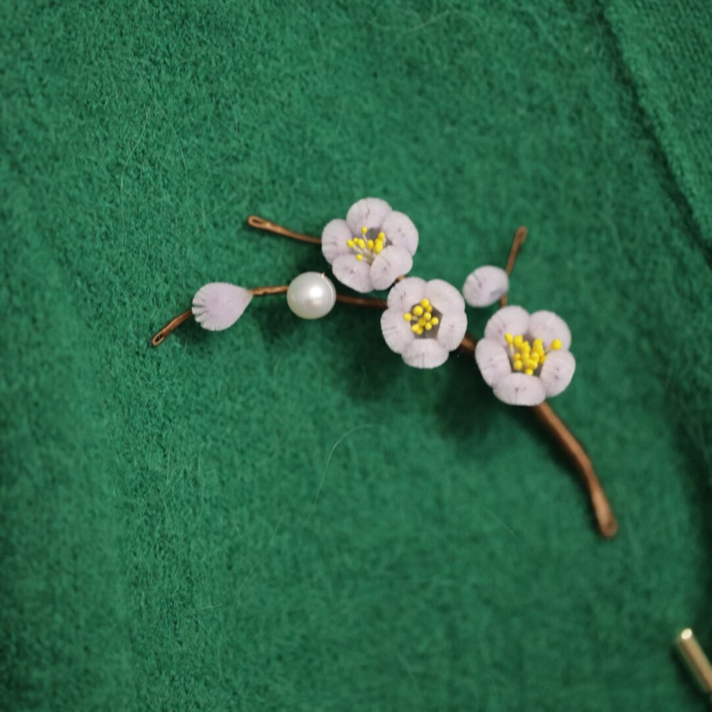 Mini Plum Blossom Velvet Brooch,Lumivault.