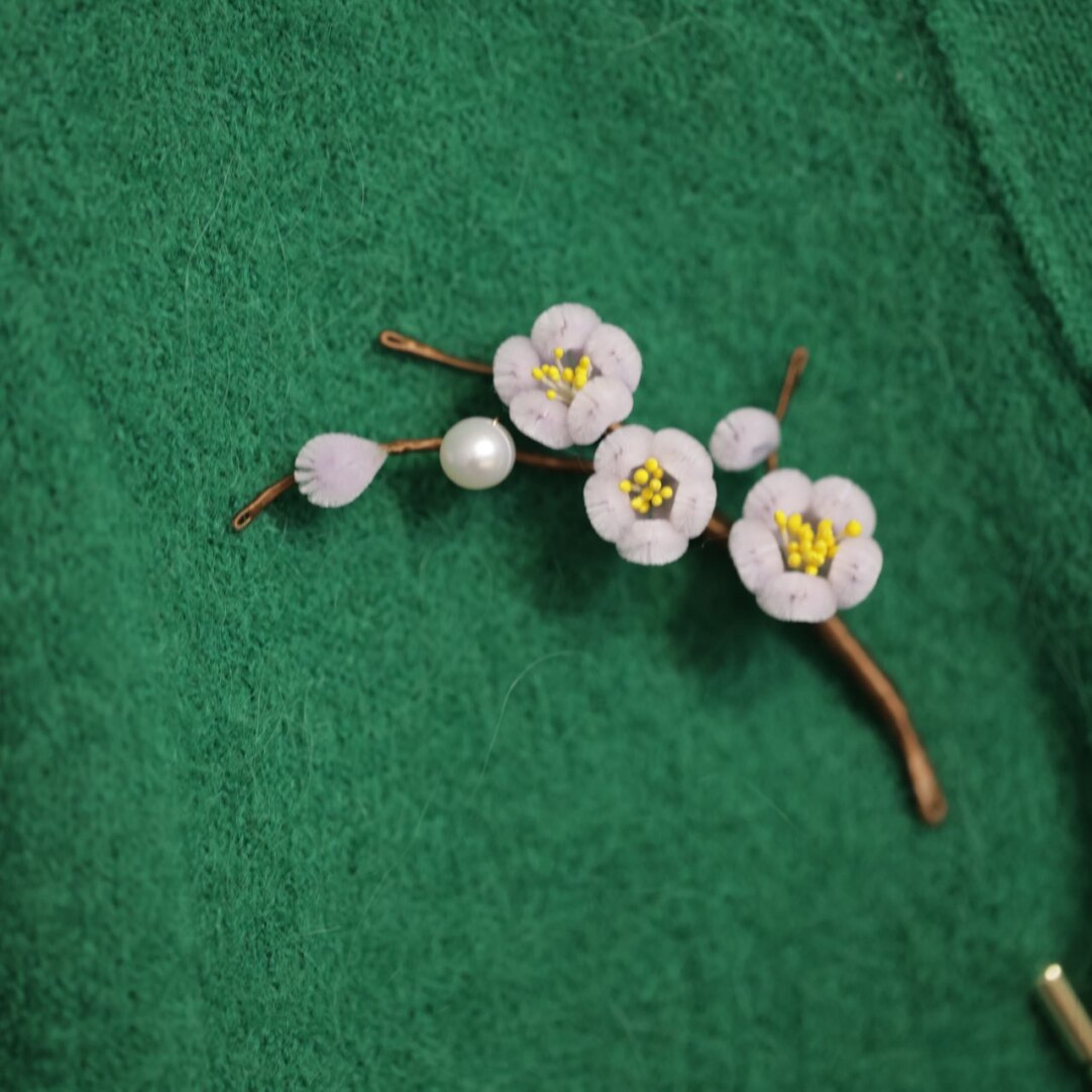 Mini Plum Blossom Velvet Brooch
