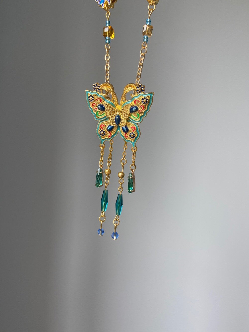 Vintage Copper Plated 18K Gold Butterfly Necklace,#1,Lumivault.