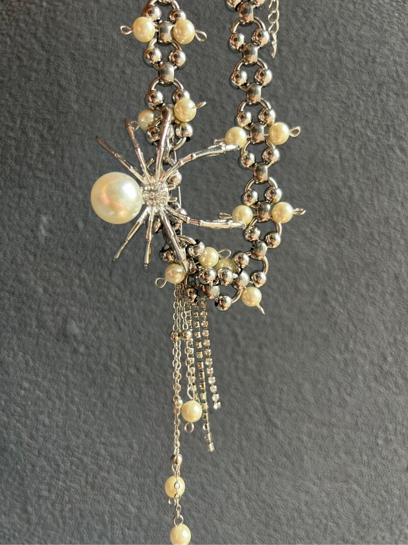 Y2K Pearl Spider Necklace,Lumivault.