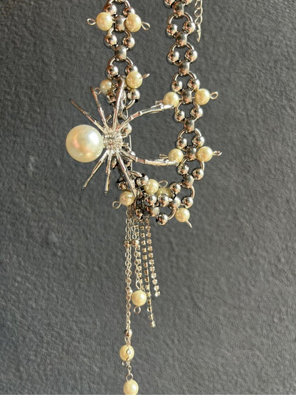 Y2K Pearl Spider Necklace