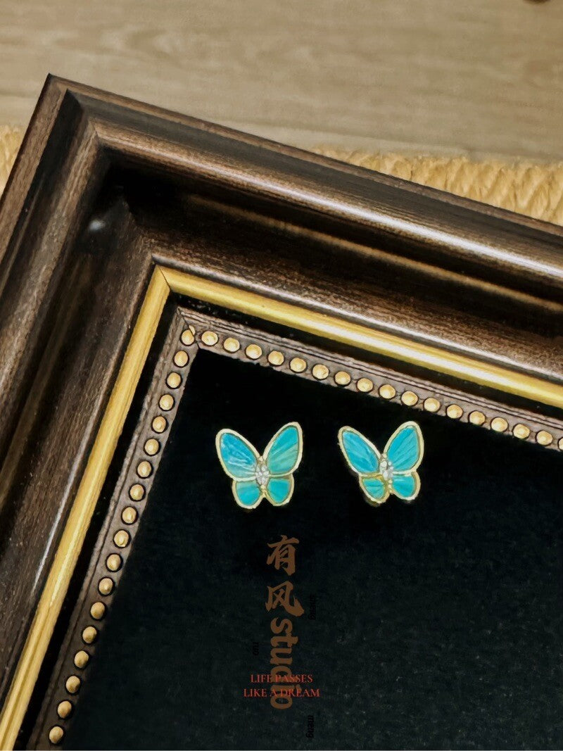 Handmade Small Butterfly Earrings,Stud Earrings,Lumivault.
