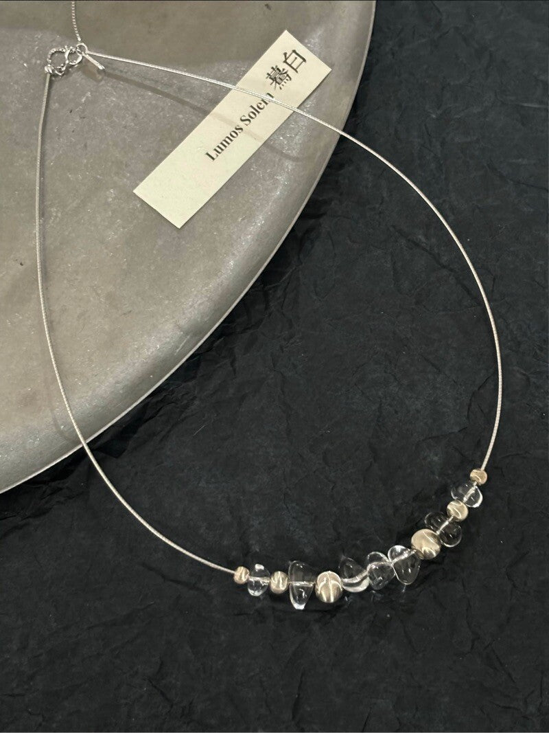 Cool Rock Crystal Silver Necklace,Lumivault.
