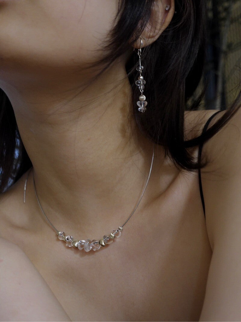Cool Rock Crystal Silver Necklace,Lumivault.