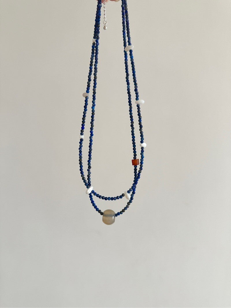 Lapis Lazuli & Pinctada Maxima Beaded Necklace,Lumivault.