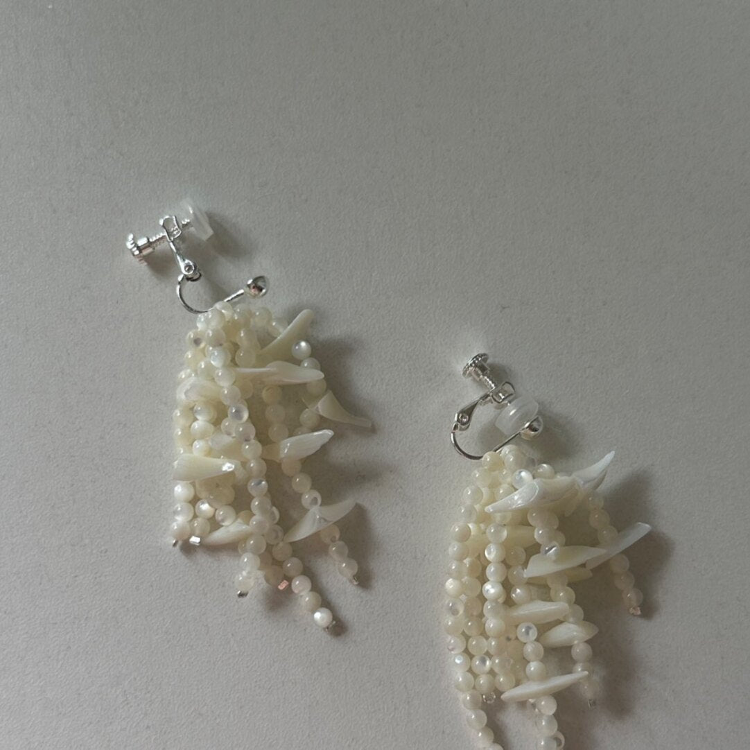 Pendulous Nacre Earrings,Ear Clips,Lumivault.