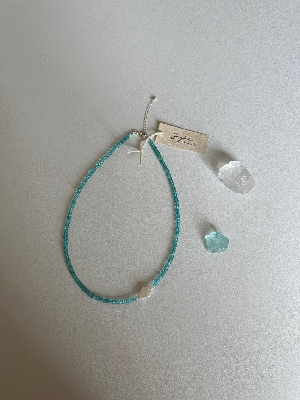 Blue Apatite Beaded Bracelet & Necklace,Necklace,Lumivault.