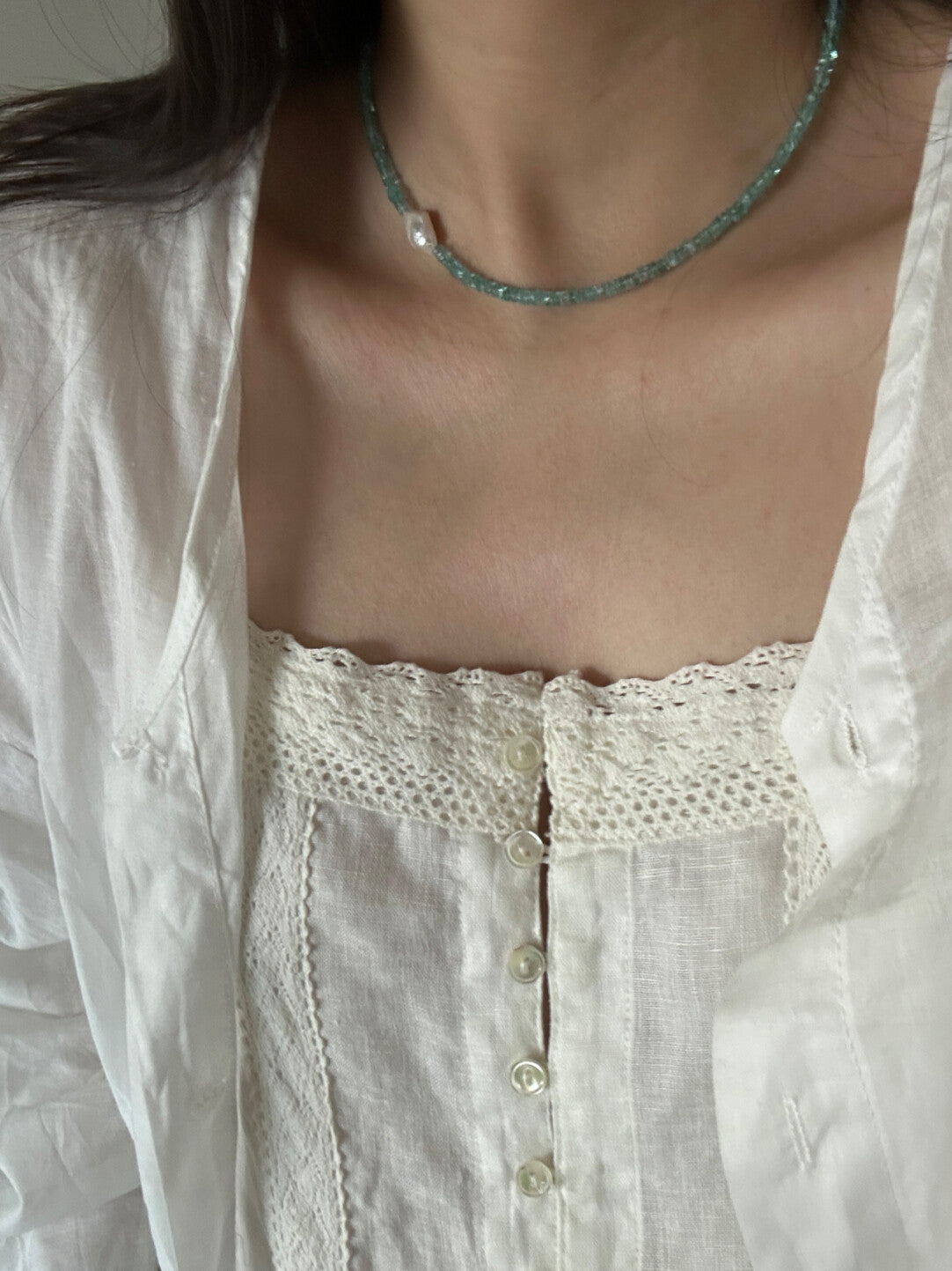 Blue Apatite Beaded Bracelet & Necklace,Lumivault.