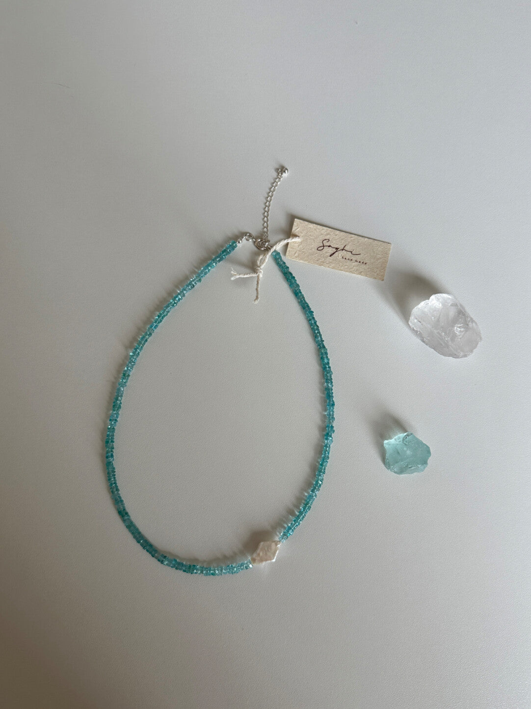 Blue Apatite Beaded Bracelet & Necklace,Lumivault.