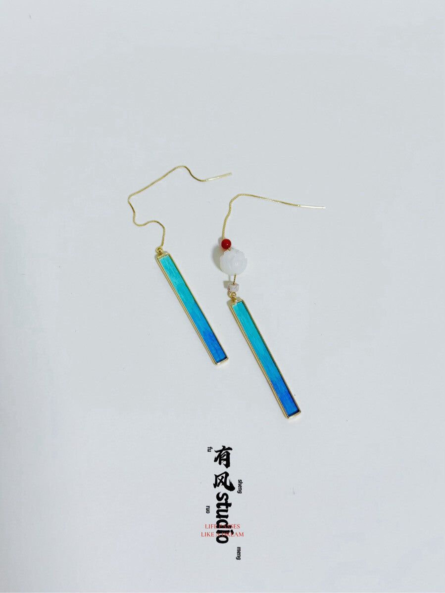 Imitation Kingfisher Feather Earrings,Lumivault.