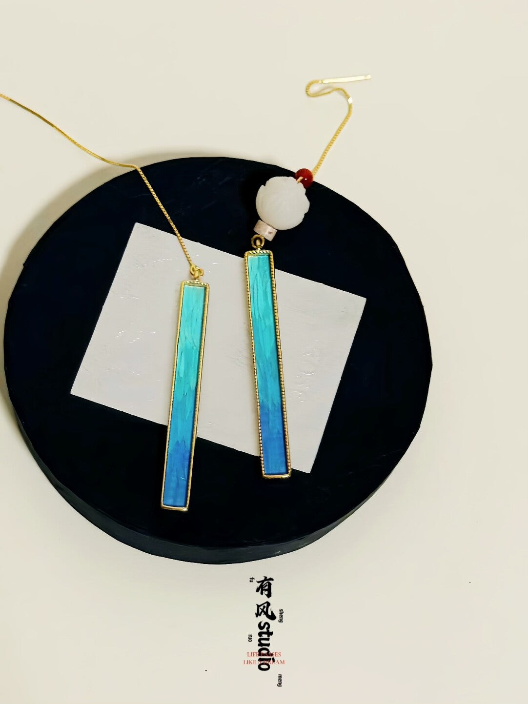 Imitation Kingfisher Feather Earrings,Lumivault.