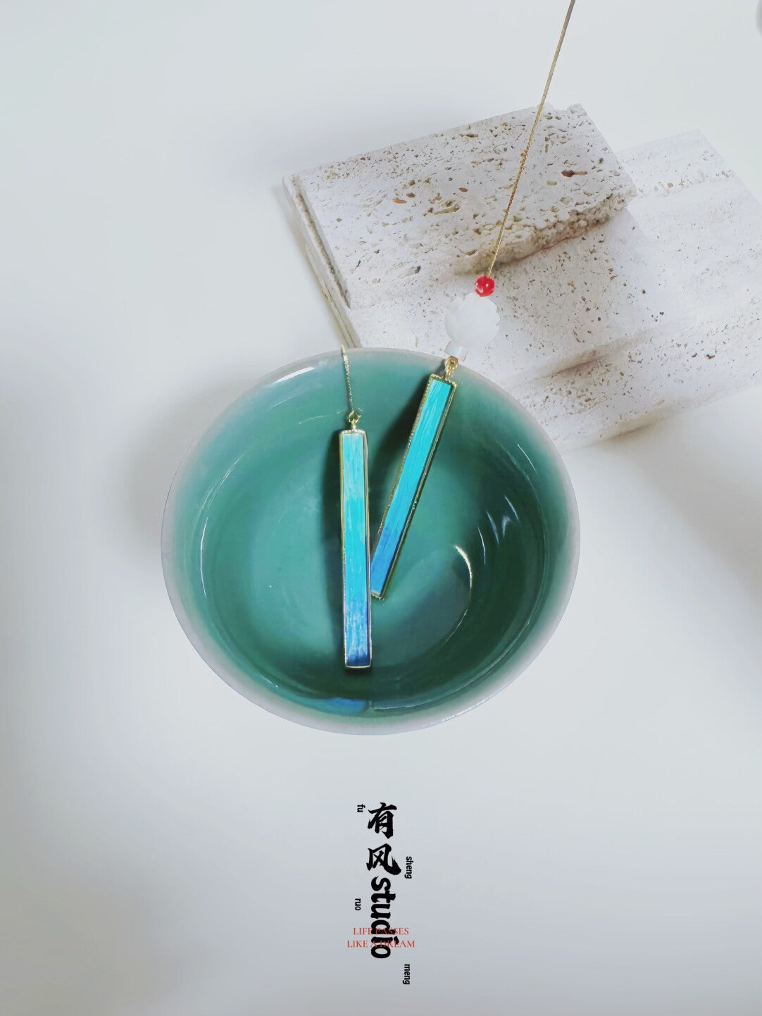 Imitation Kingfisher Feather Earrings