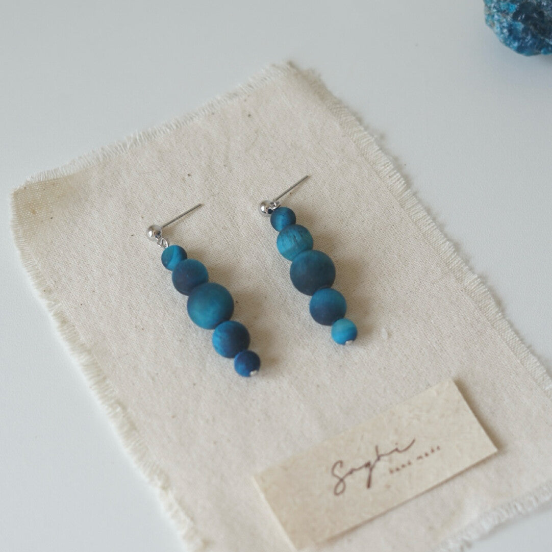 Original Minimalist Blue Tiger's Eye Stone Earrings
