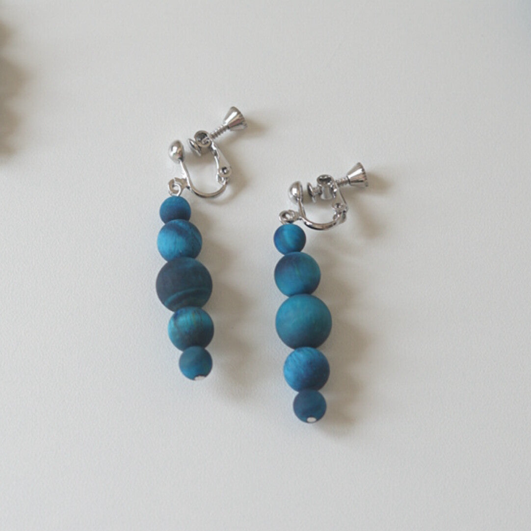 Original Minimalist Blue Tiger's Eye Stone Earrings,Clips,Lumivault.