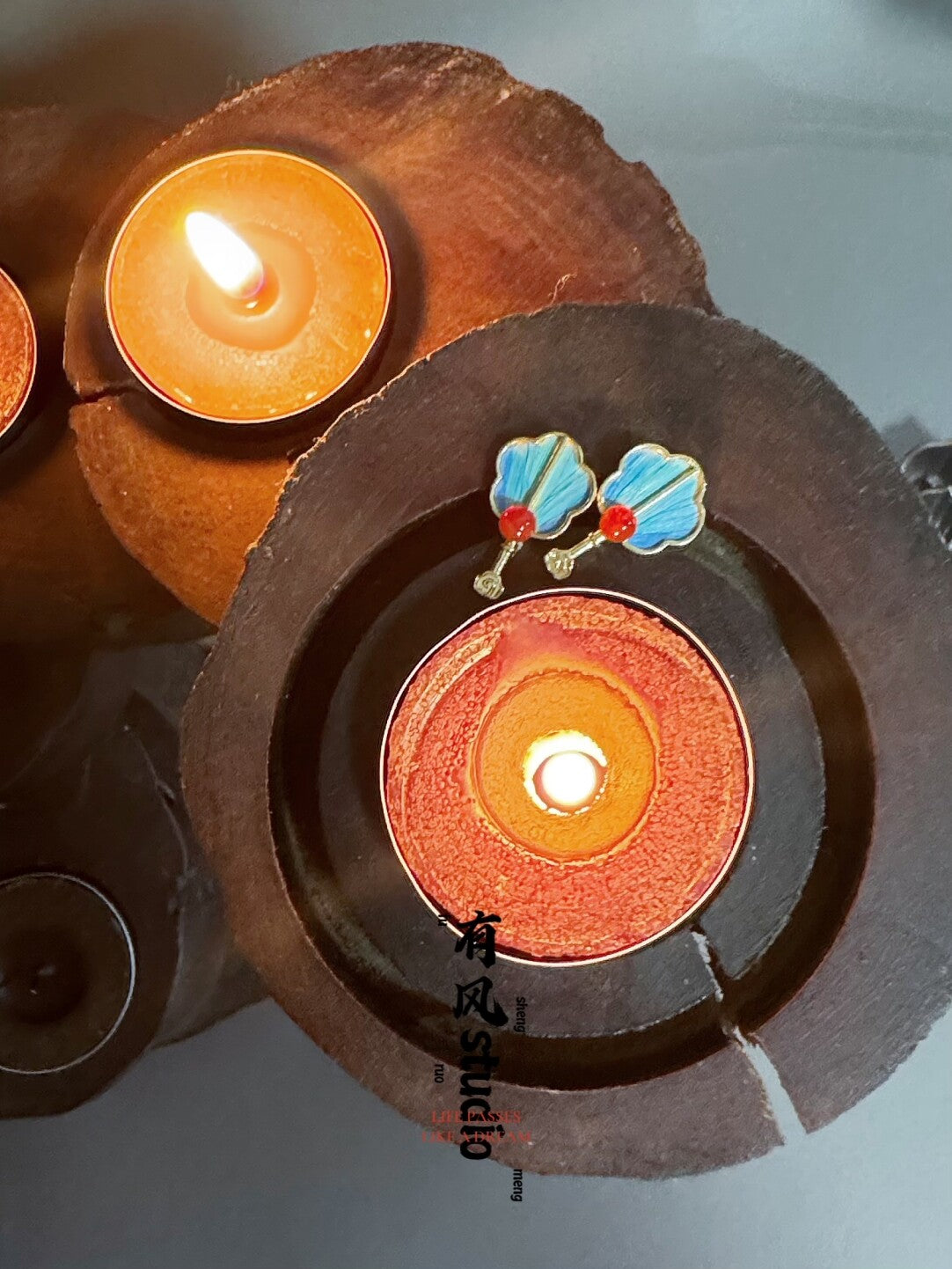 Parrot Feather Red Agate Earrings,Lumivault.