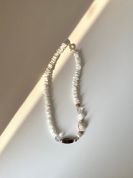 Coastal Shell & Natural Stone Beaded Necklace - Lumivault