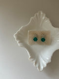 Silver Beaded & Emerald Green Glass Drop Earrings,Lumivault.