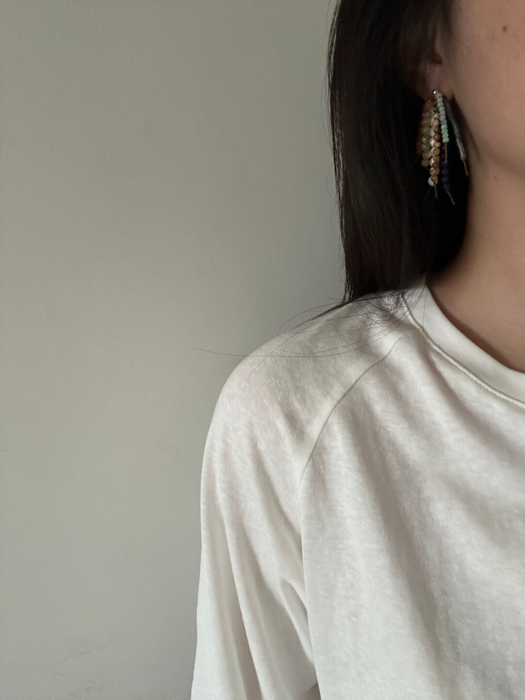Handcrafted Natural Stone Tassel Drop Earrings,Lumivault.