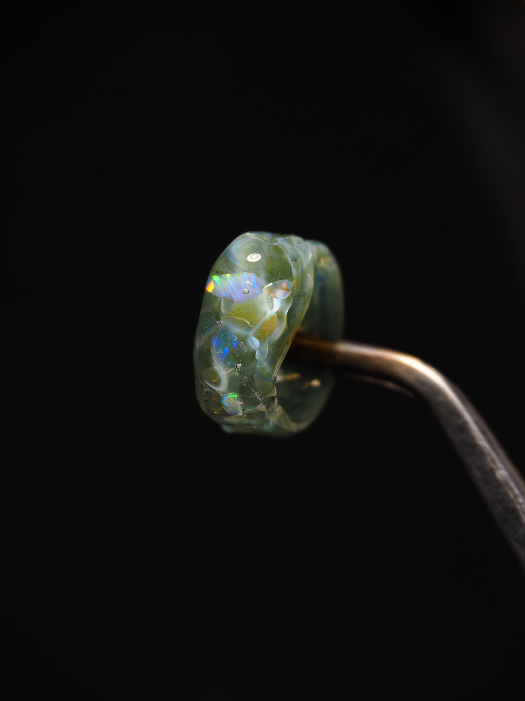Flamework Glass Clear Opal Ring,Lumivault.