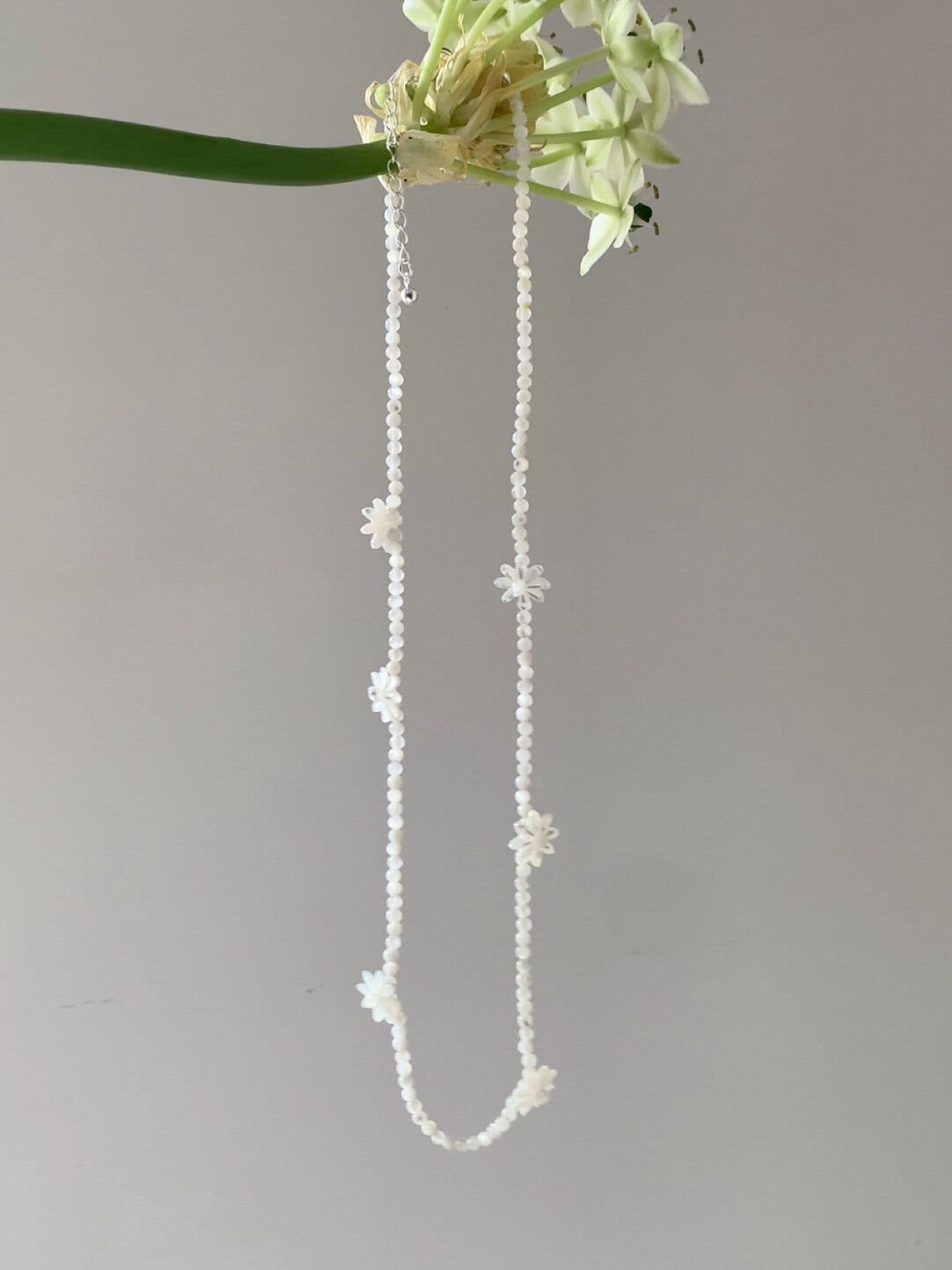 Flower Room White Oyster Necklace Earrings,Lumivault.
