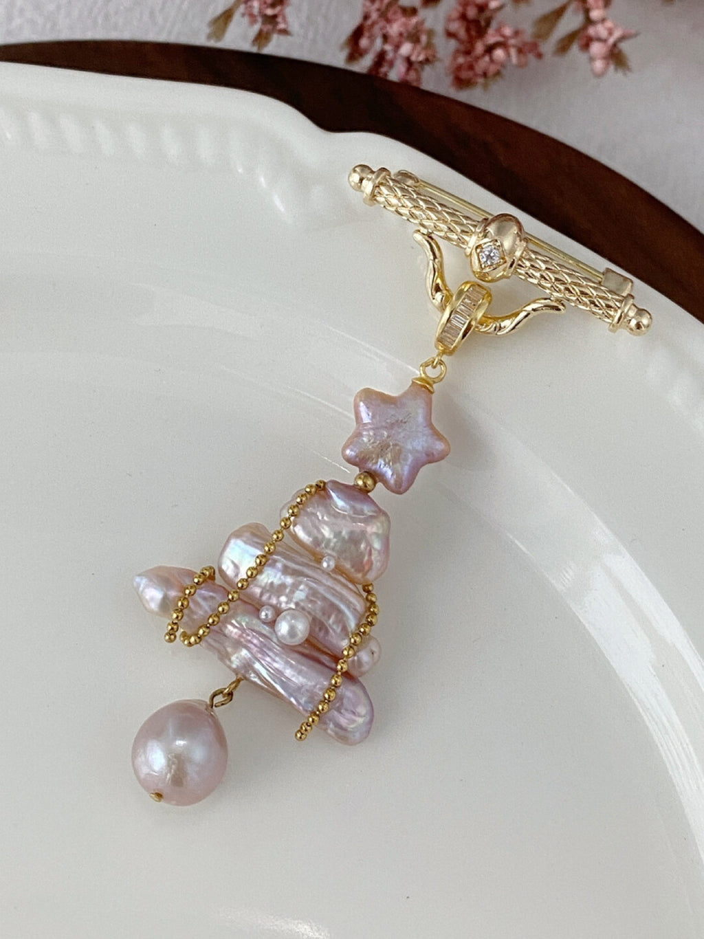 Christmas Tree Baroque Pearl Earrings,No. 13,Lumivault.