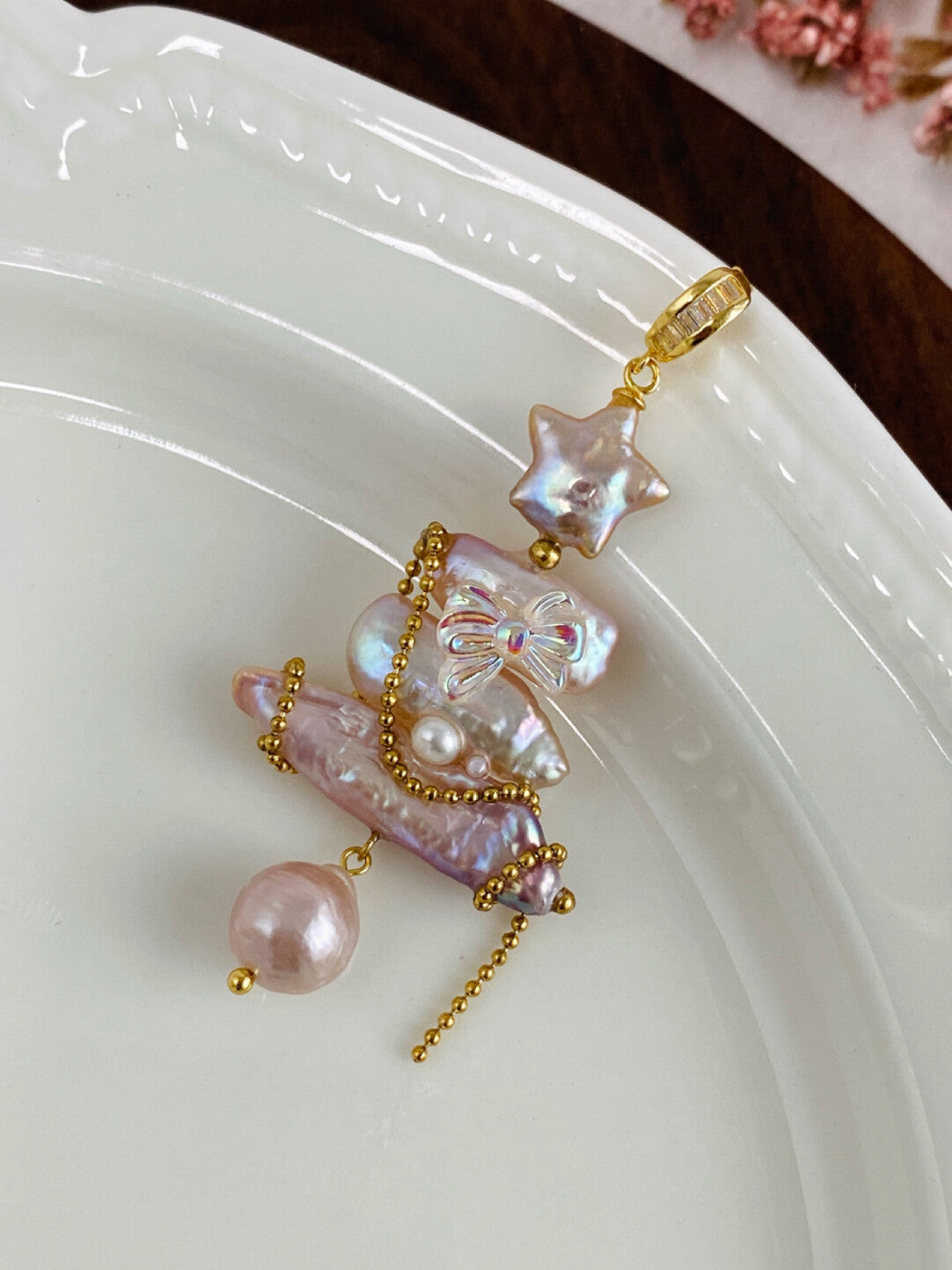 Christmas Tree Baroque Pearl Earrings,No. 10,Lumivault.