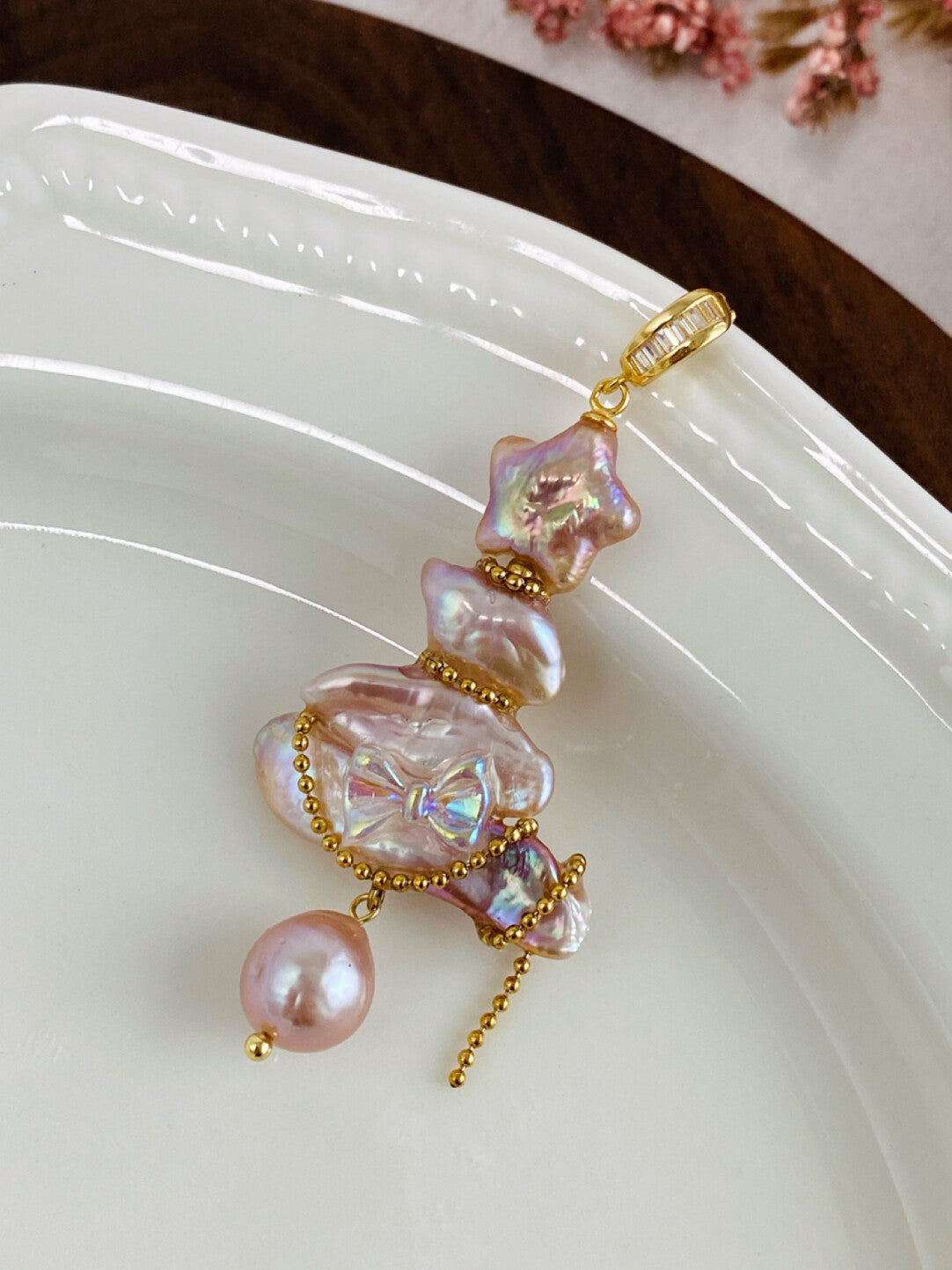 Christmas Tree Baroque Pearl Earrings,No. 14,Lumivault.