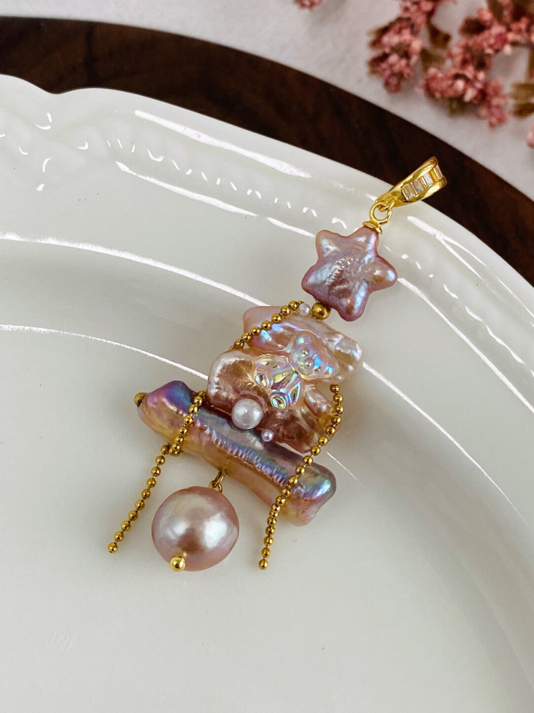 Christmas Tree Baroque Pearl Earrings