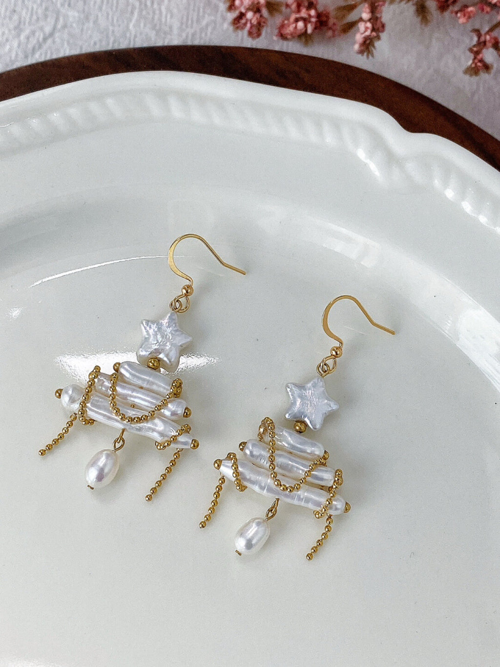 Christmas Tree Baroque Pearl Earrings,No. 31 ( a pair of earrings),Lumivault.