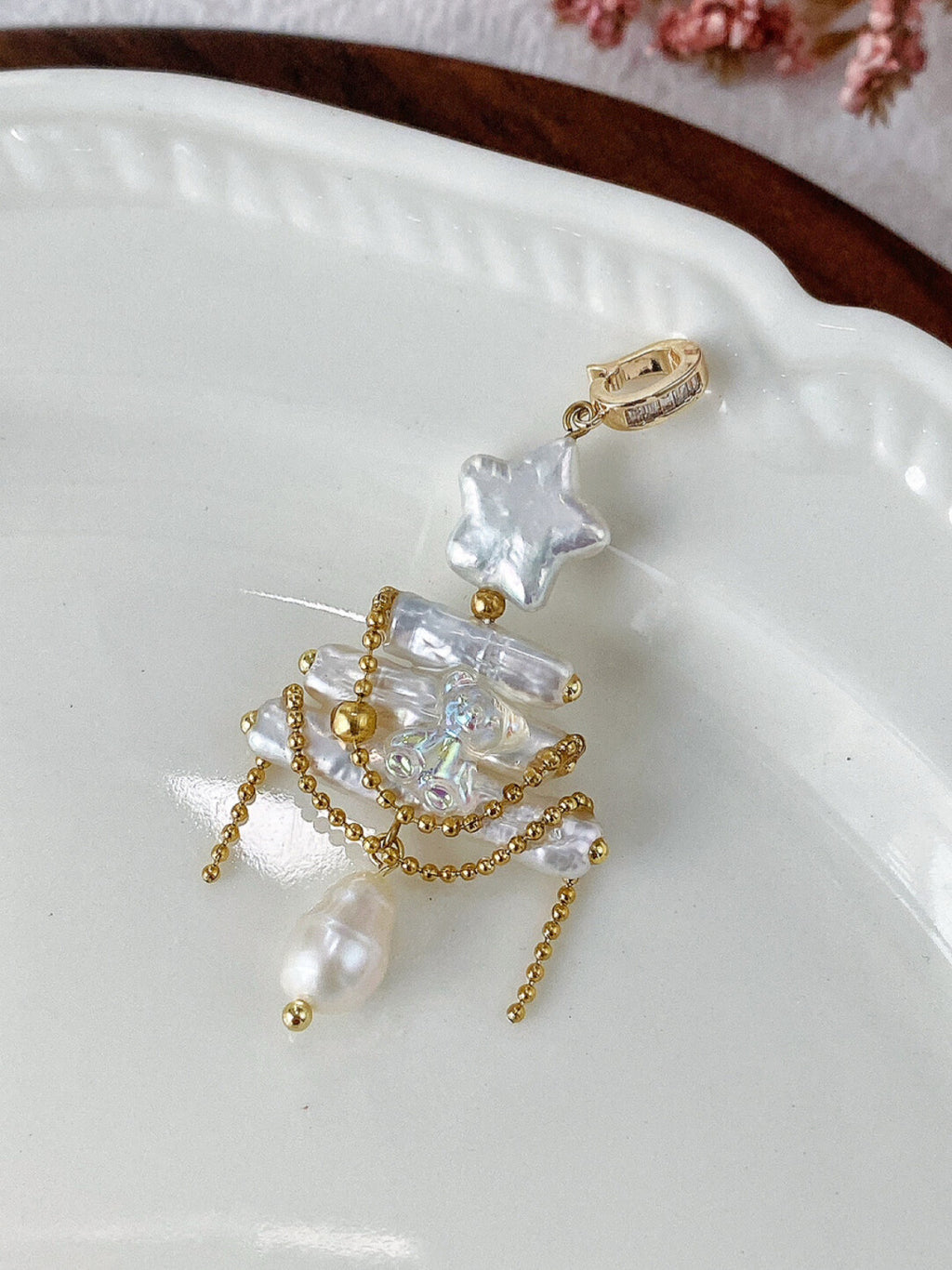 Christmas Tree Baroque Pearl Earrings,No. 23,Lumivault.