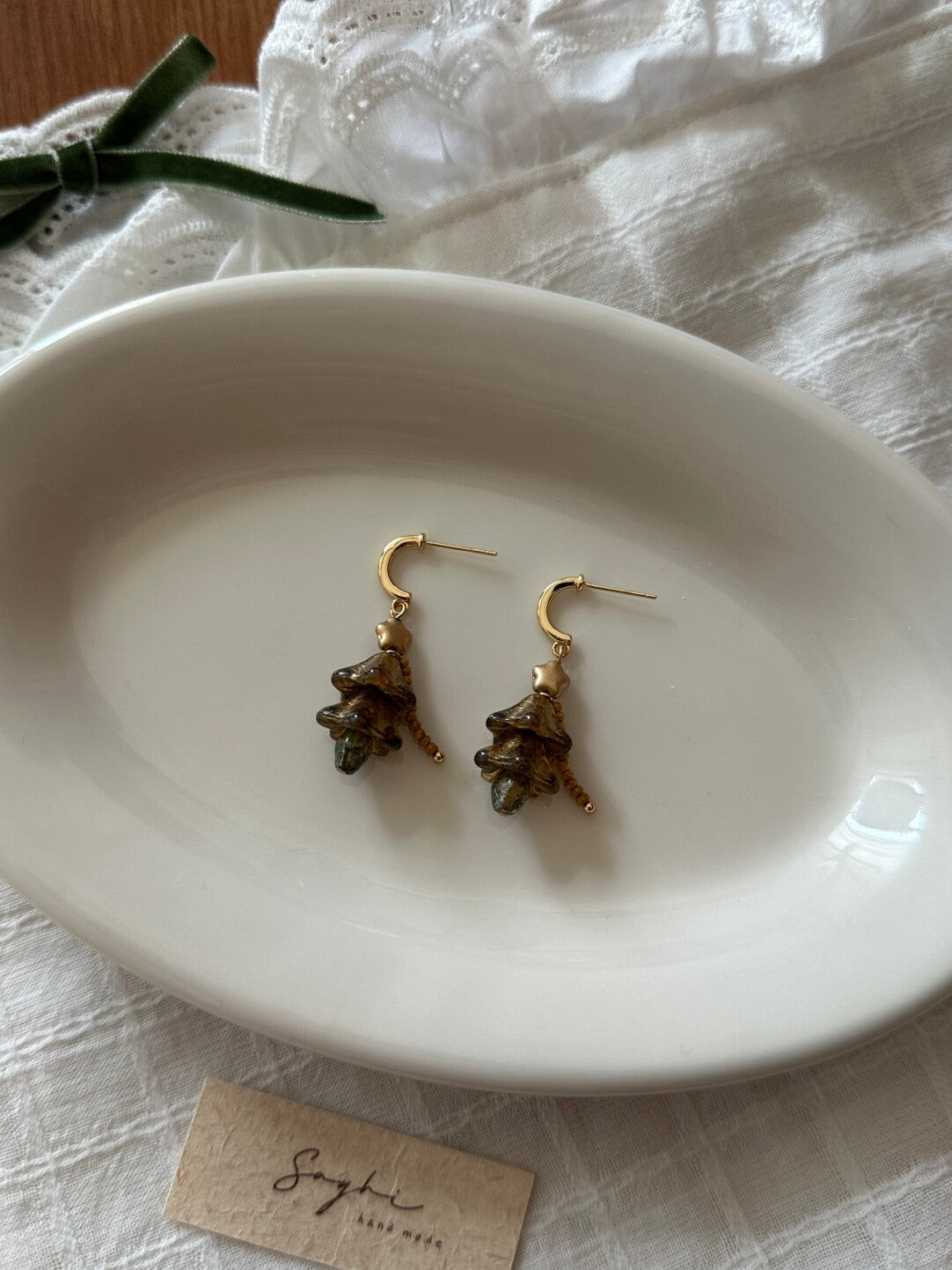 Vintage Christmas Tree Drop Earrings,Lumivault.