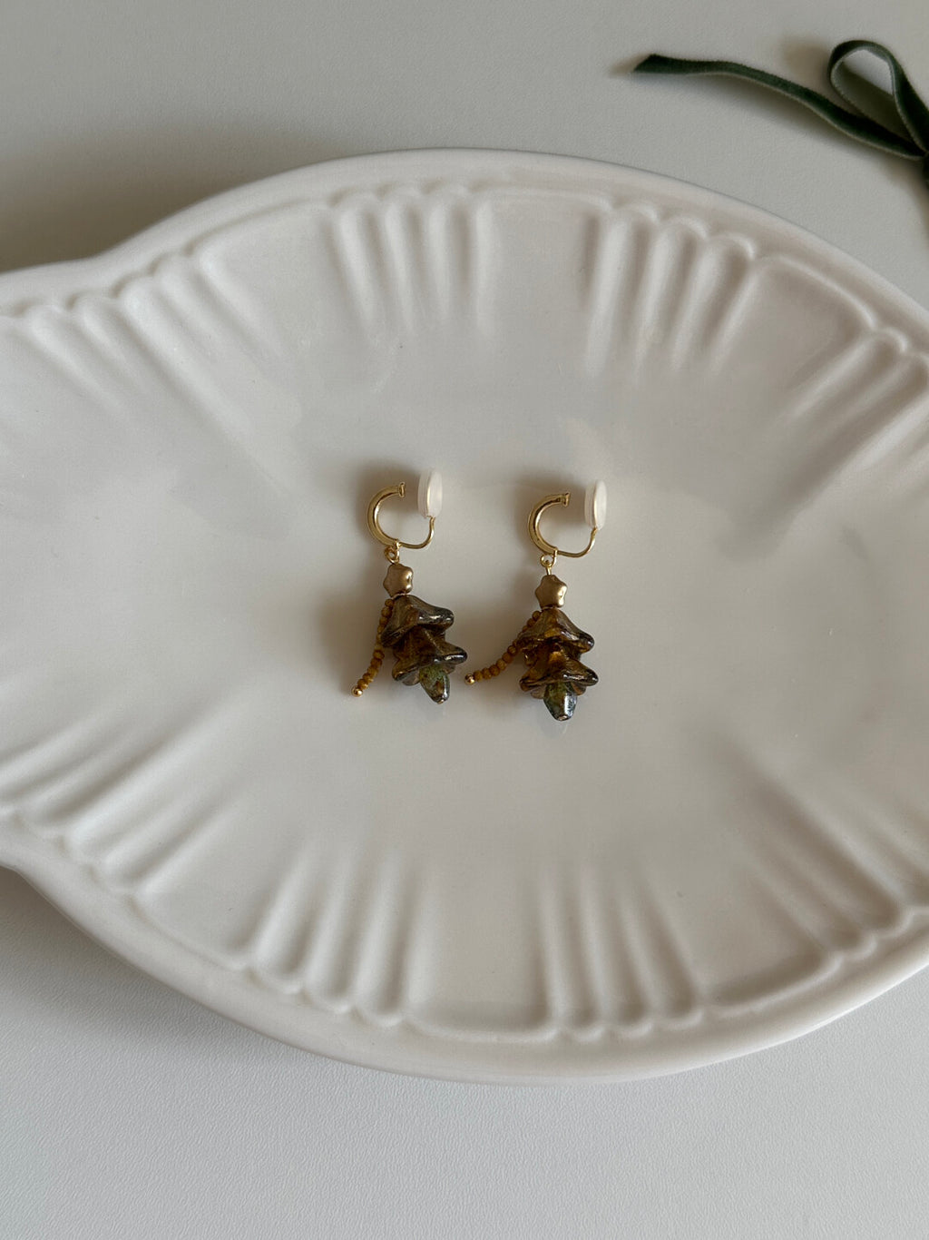 Vintage Christmas Tree Drop Earrings,Clips,Lumivault.