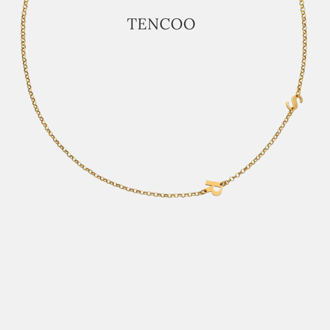 Customized Side Letter Necklace,Lumivault.