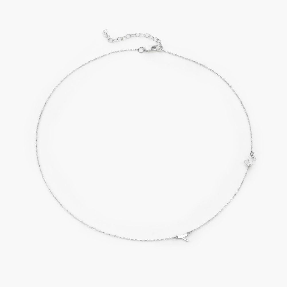 Customized Side Letter Necklace,1 silver letter (order remarks) / 35+5cm,Lumivault.