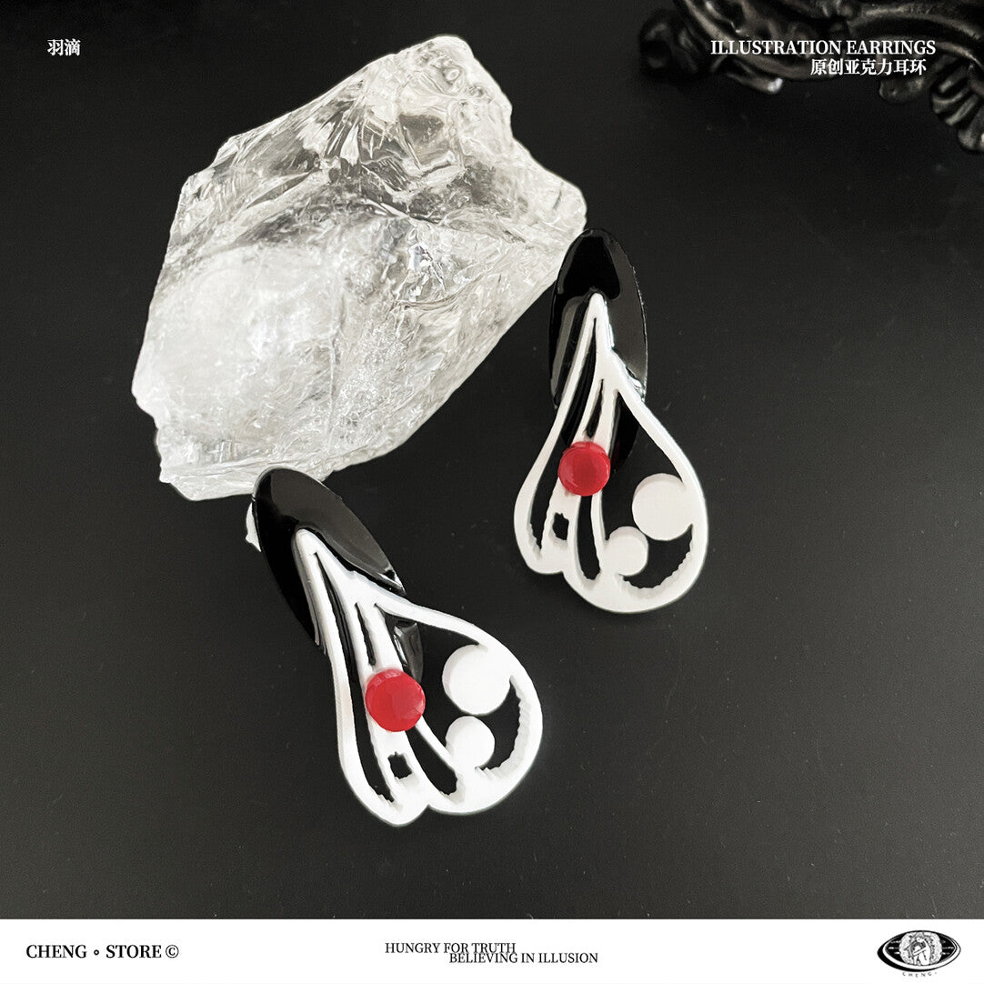 Feather Drop Acrylic Earrings,Lumivault.