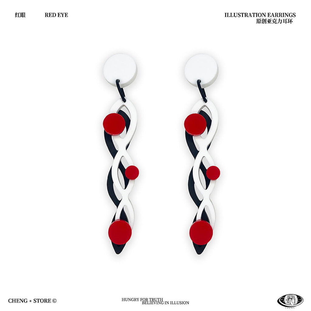 Red Eye Acrylic Earrings,Studs,Lumivault.