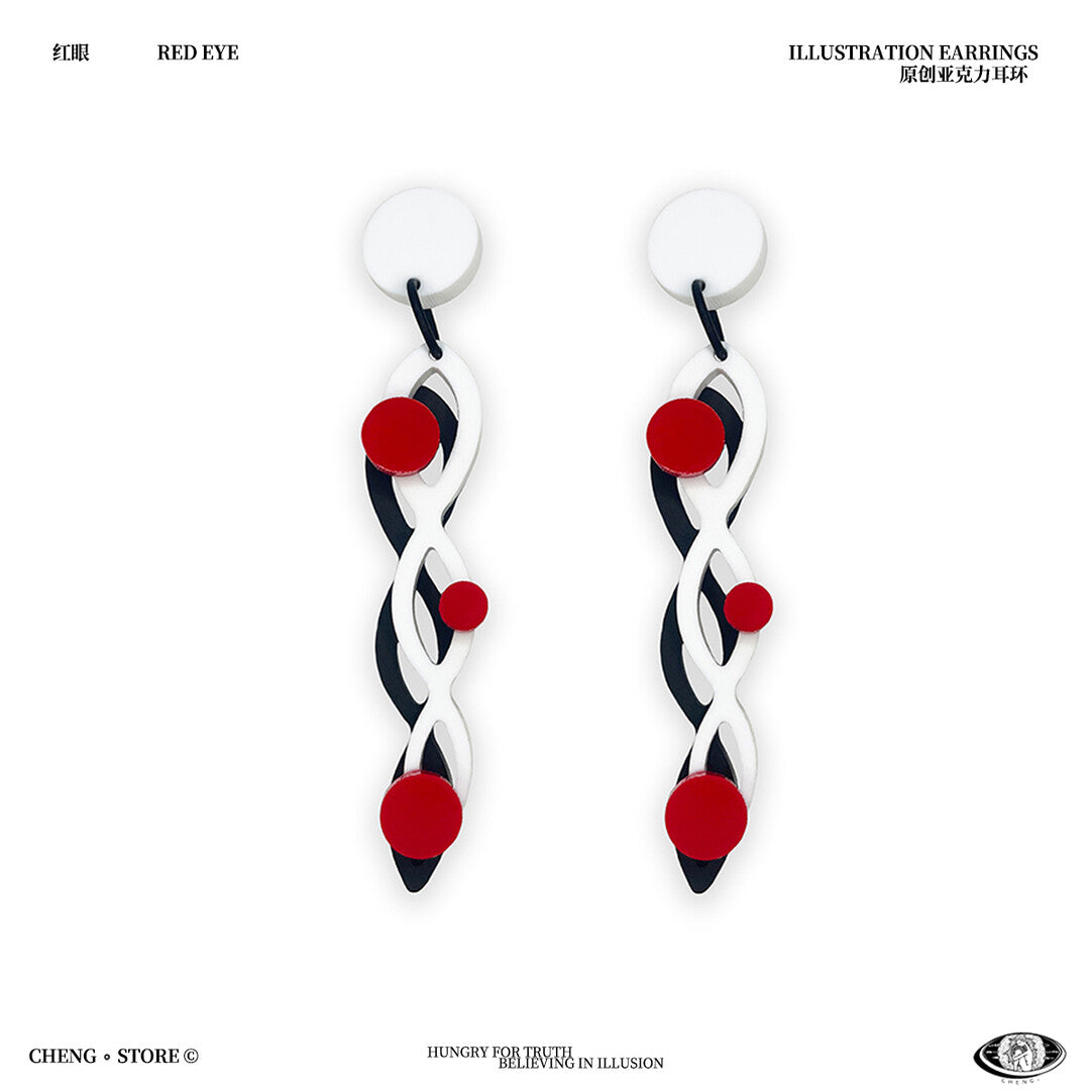 Red Eye Acrylic Earrings,Studs,Lumivault.