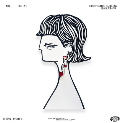 Red Eye Acrylic Earrings