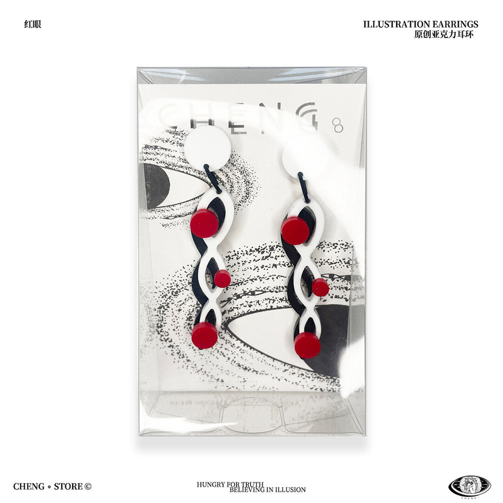 Red Eye Acrylic Earrings,Clips,Lumivault.