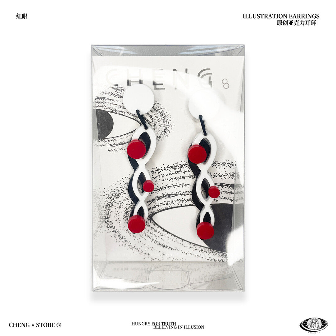 Red Eye Acrylic Earrings,Clips,Lumivault.