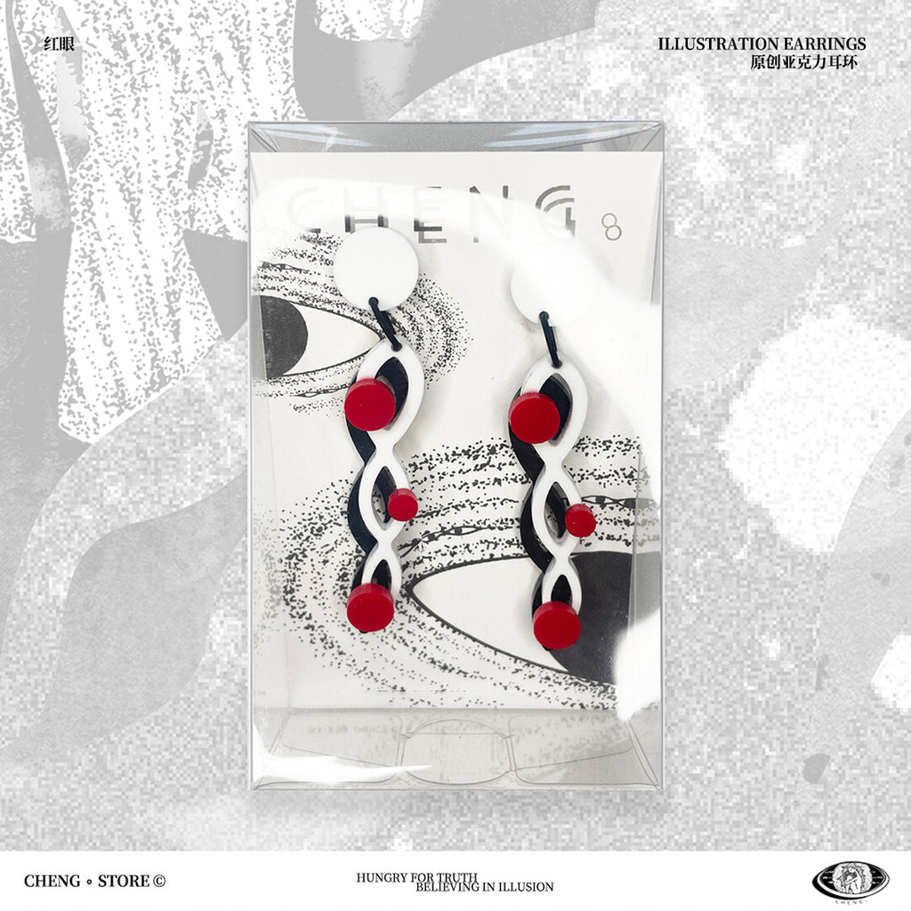 Red Eye Acrylic Earrings,Lumivault.