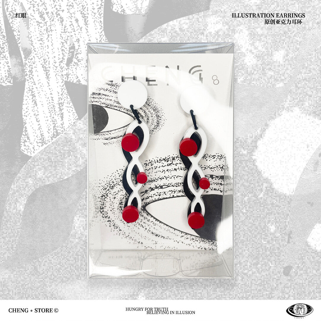Red Eye Acrylic Earrings,Lumivault.