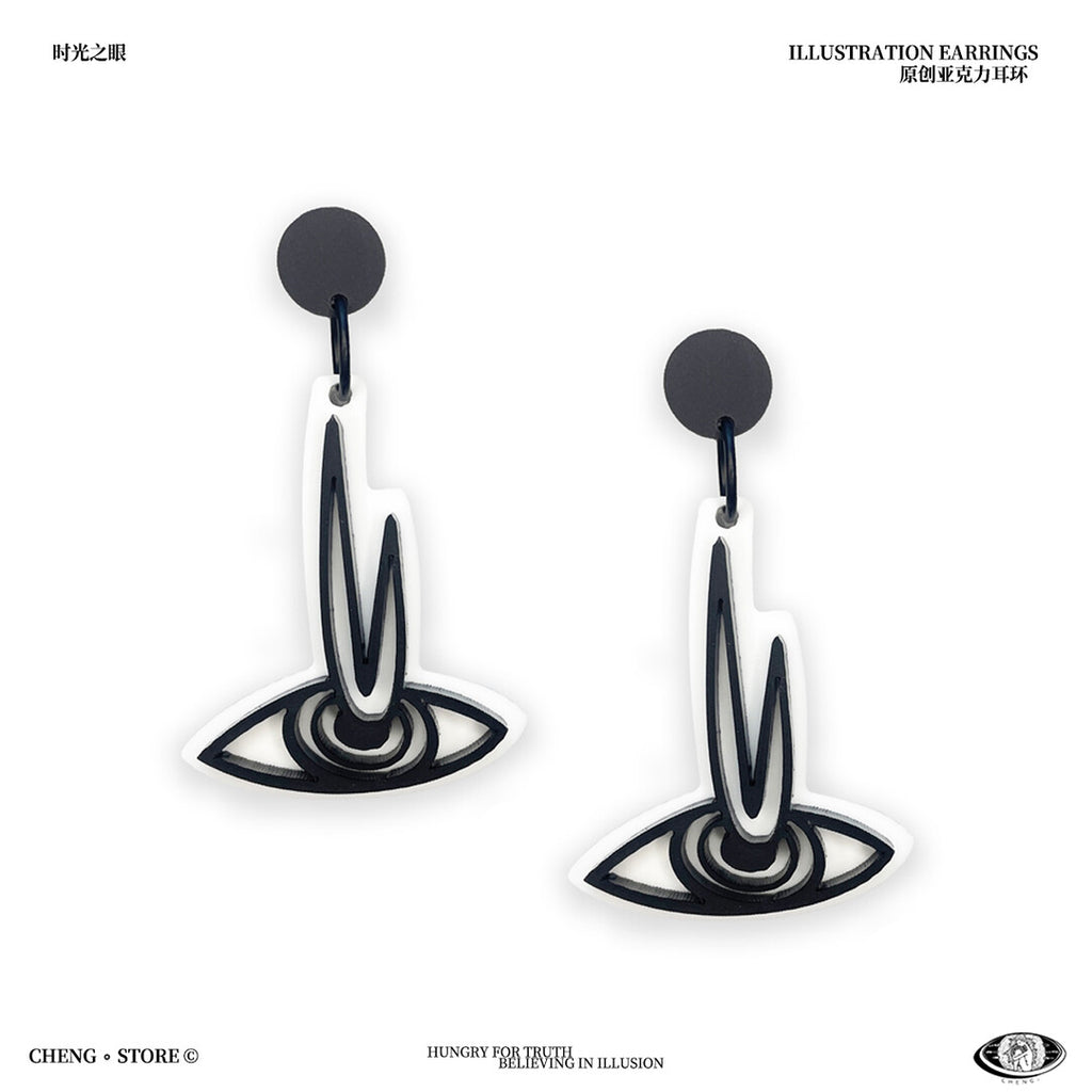 Eye of Time Acrylic Earrings,Clips,Lumivault.