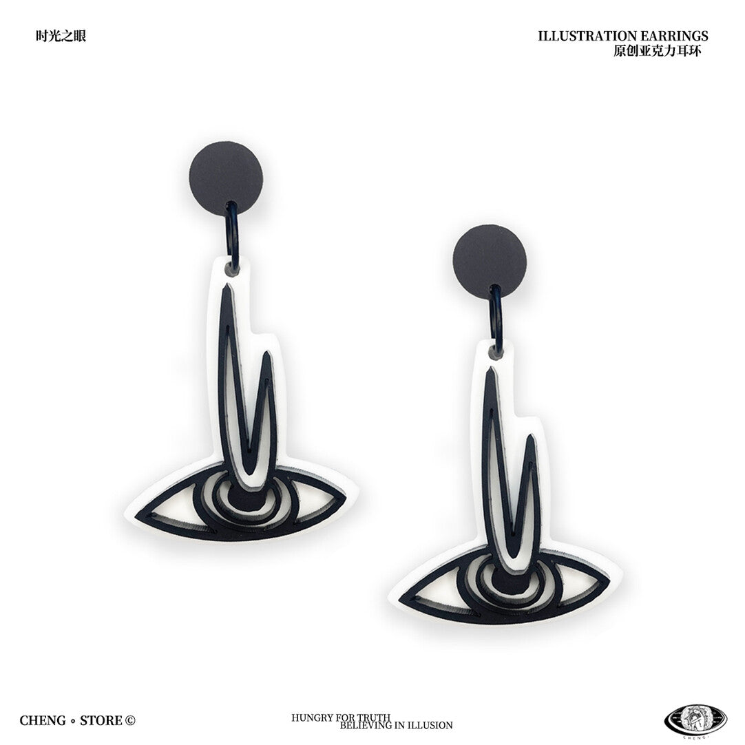 Eye of Time Acrylic Earrings,Clips,Lumivault.