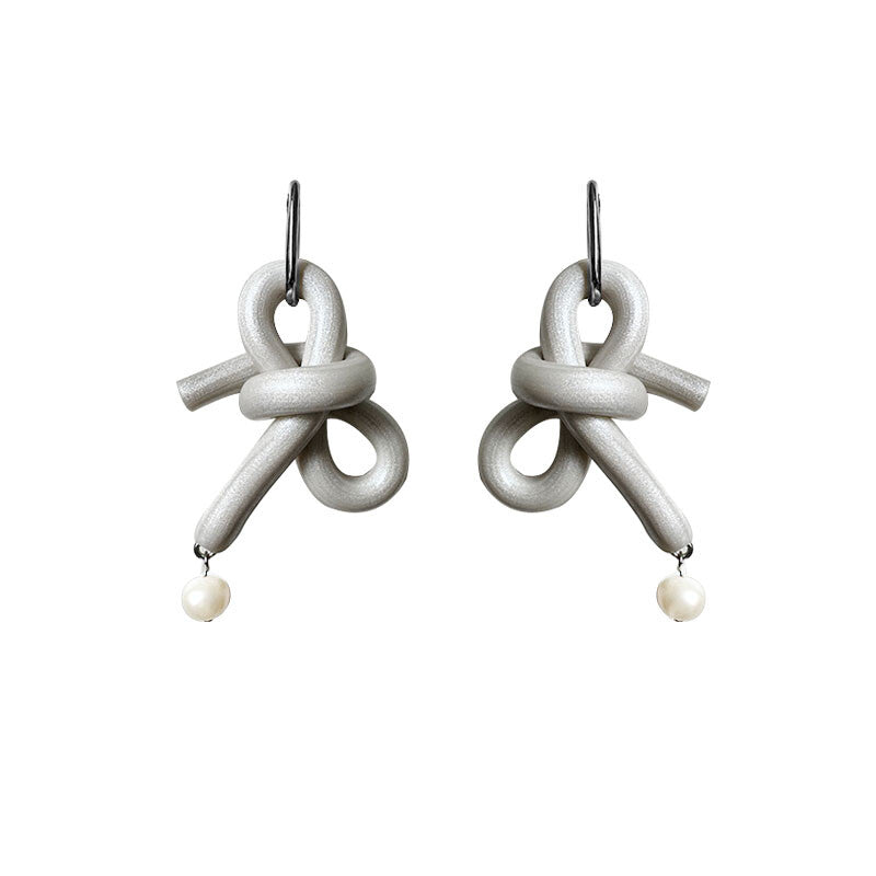 Handmade Clay Bow Earrings,Lumivault.