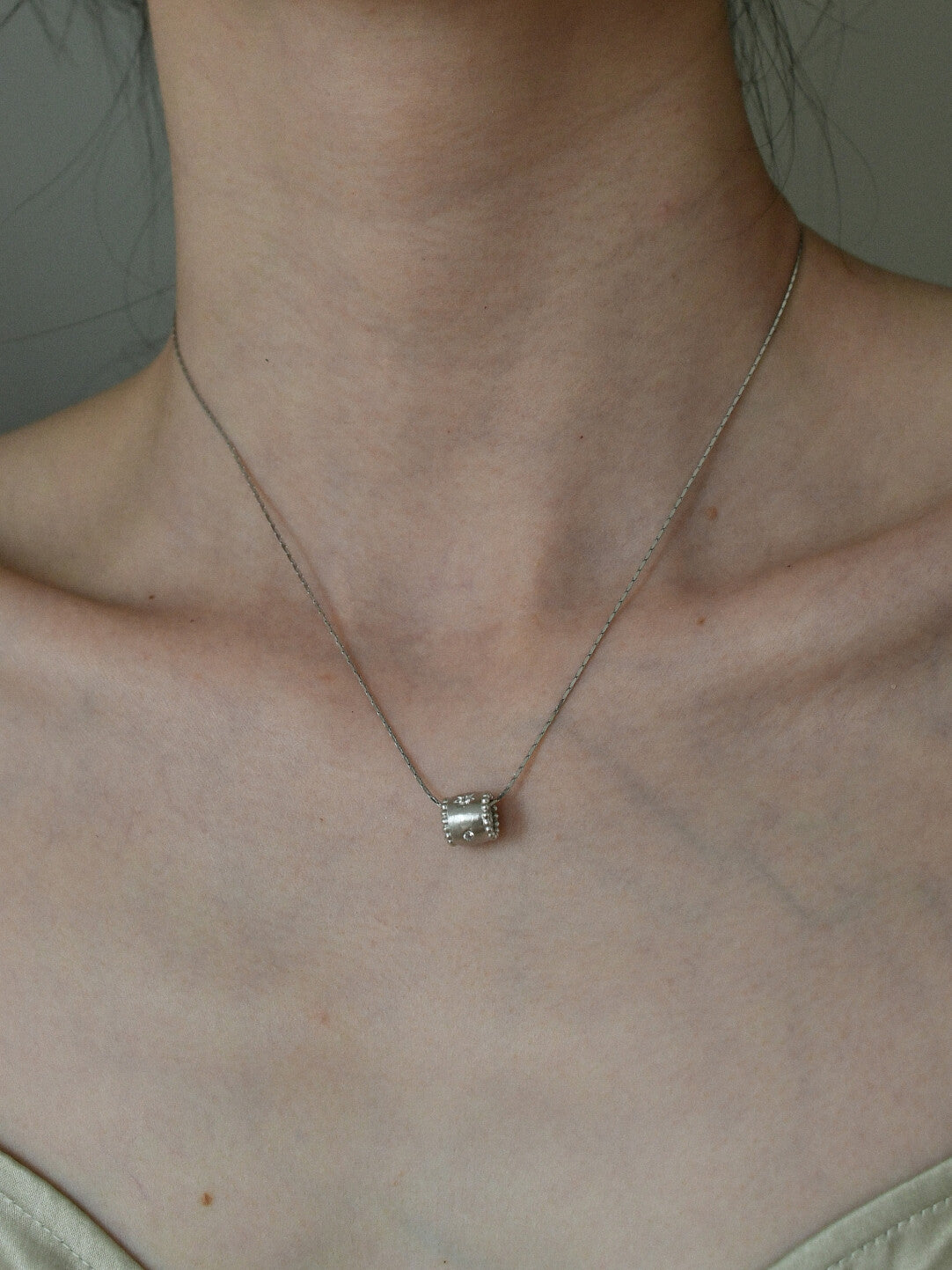 Star Wheel Small Rotary Silver Necklace,Single Layer Slub Chain (X002),Lumivault.