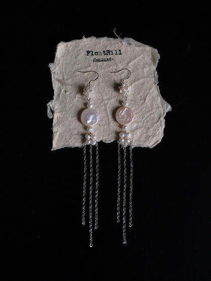 Swimming Baroque Pearl Long Earrings