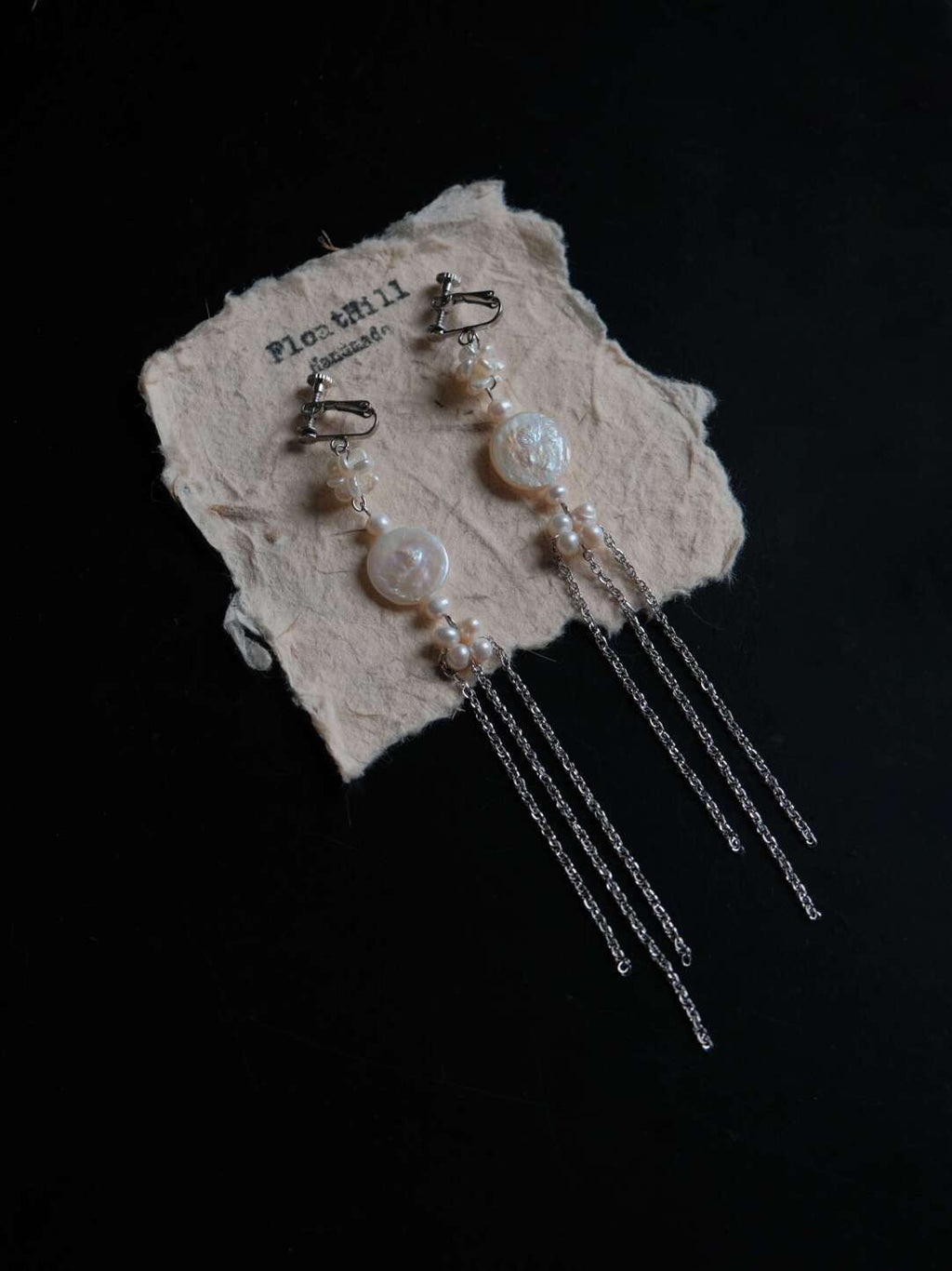 Swimming Baroque Pearl Long Earrings,A Pair of Titanium Steel Clips,Lumivault.
