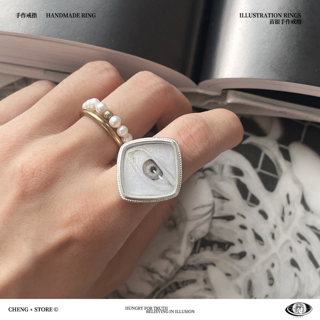 Handmade Ink Painting Elements  Ring,Antithesis,Lumivault.