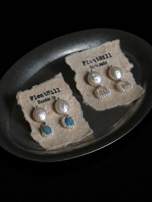 Blue Island Baroque Pearl Earrings